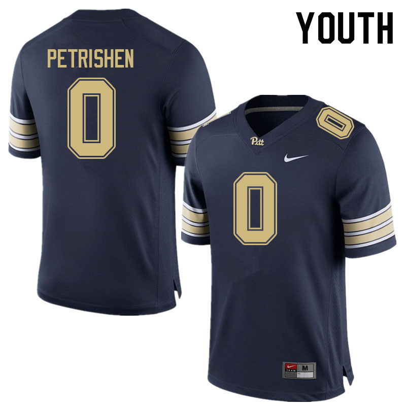 Youth #0 John Petrishen Pitt Panthers College Football Jerseys Sale-Navy